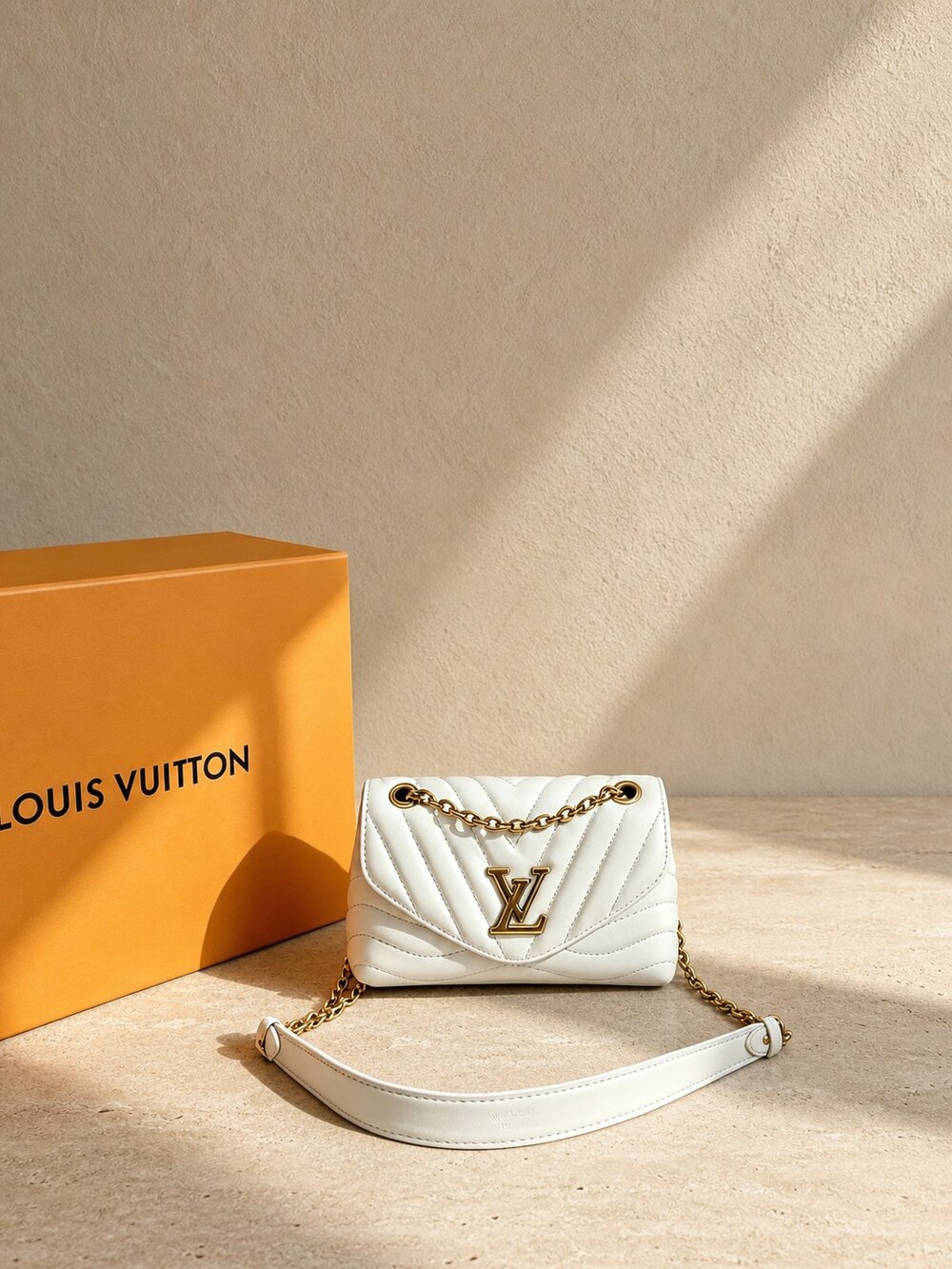 Louis Vuitton White Shoulder Carry Bag | New Wave Chain MM